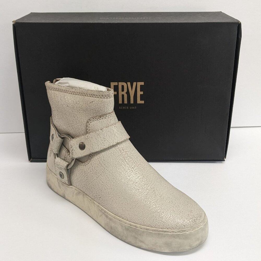 Frye Lena Harness Leather Booties, Off White, Women's 8 M